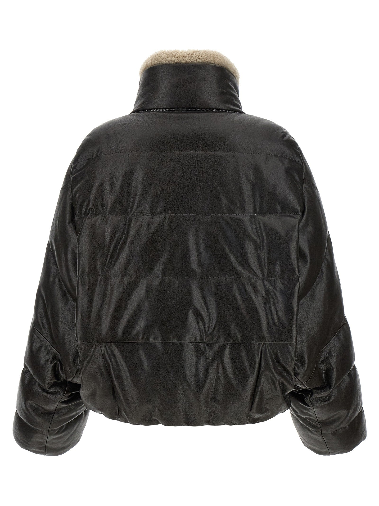 Padded leather jacket