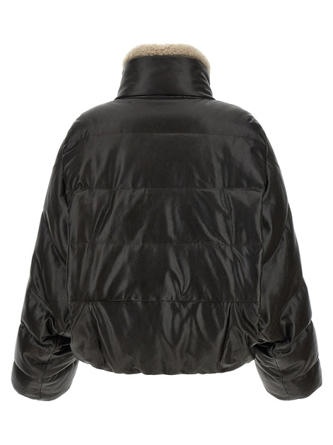 Padded leather jacket