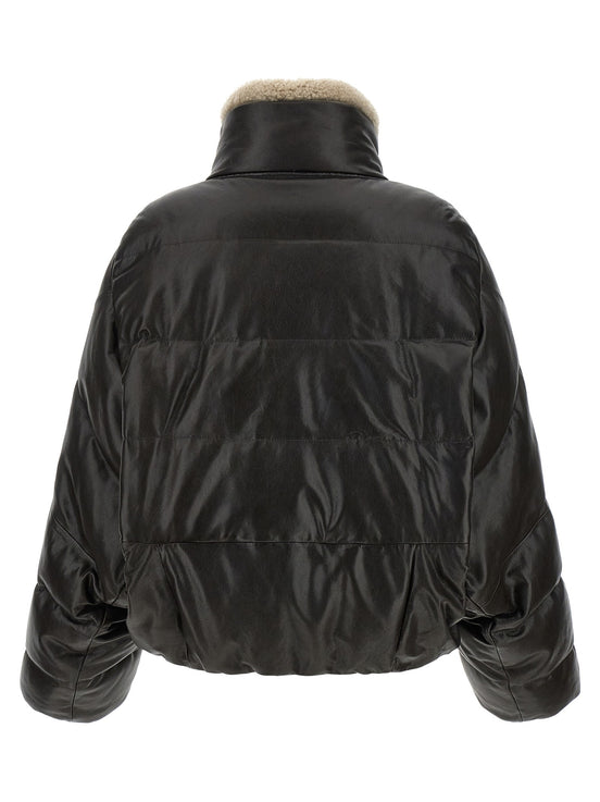 Padded leather jacket