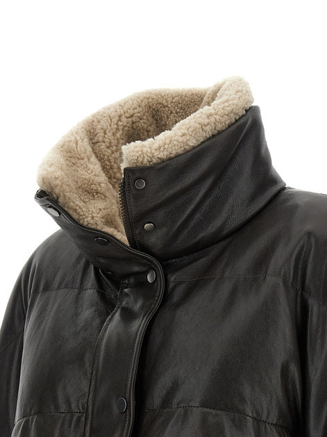 Padded leather jacket