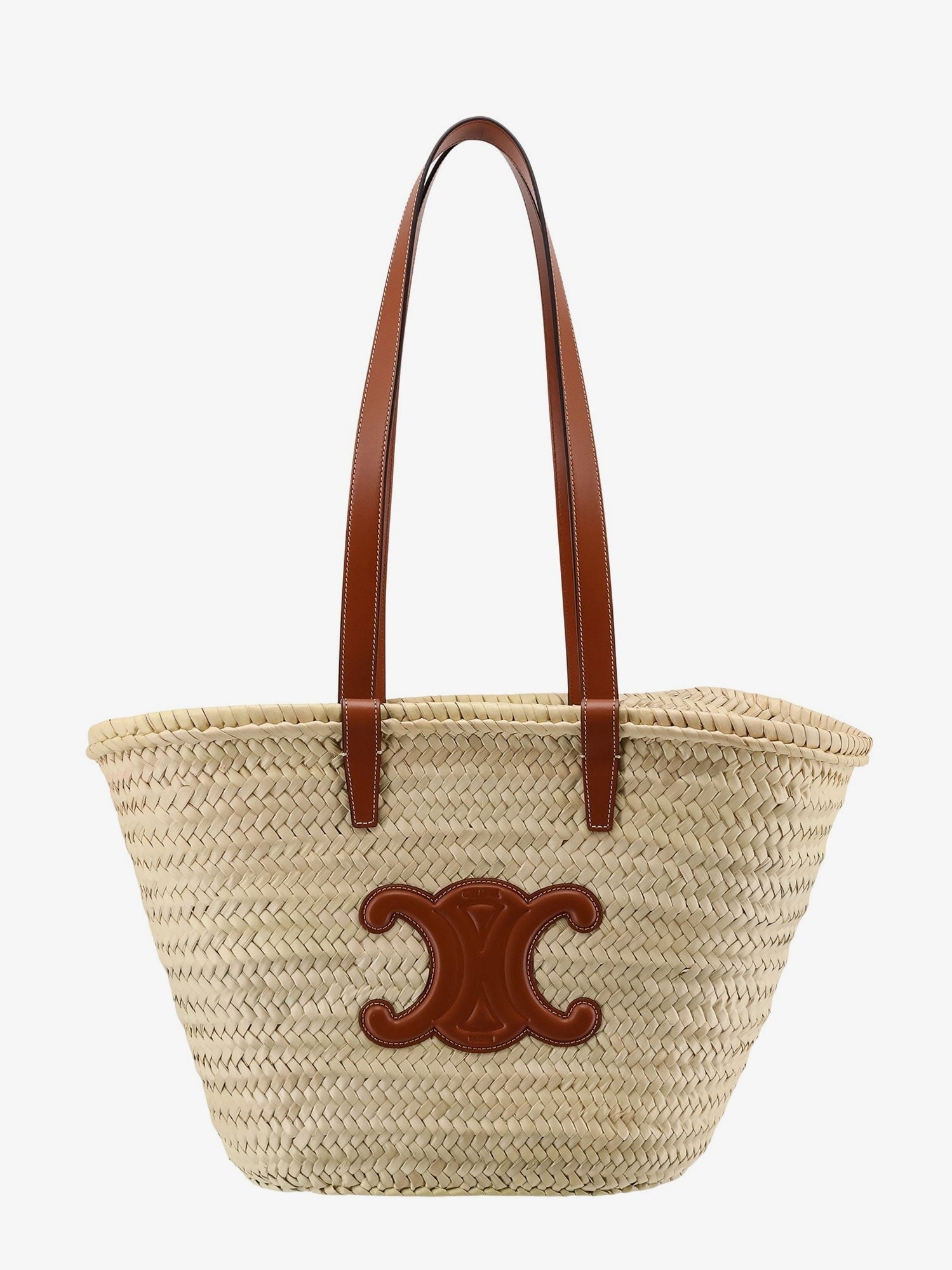Panier shoulder bag in raffia with leather details