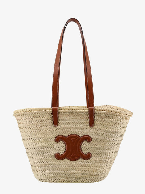 Panier shoulder bag in raffia with leather details
