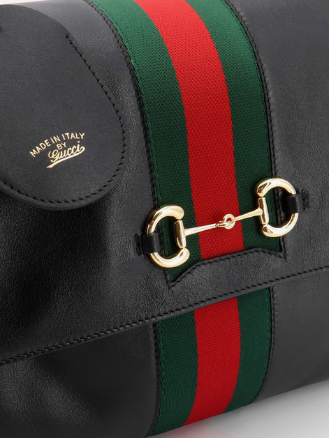 Gucci Paparazzo leather handbag with front Web detail