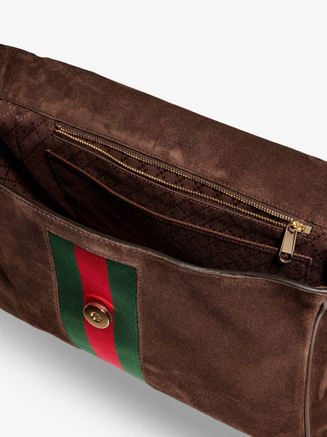 Paparazzo suede handbag with iconic Web Detail on the front