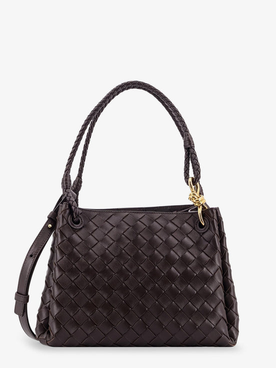 Parachute leather shoulder bag with Intrecciato pattern and Knot detail