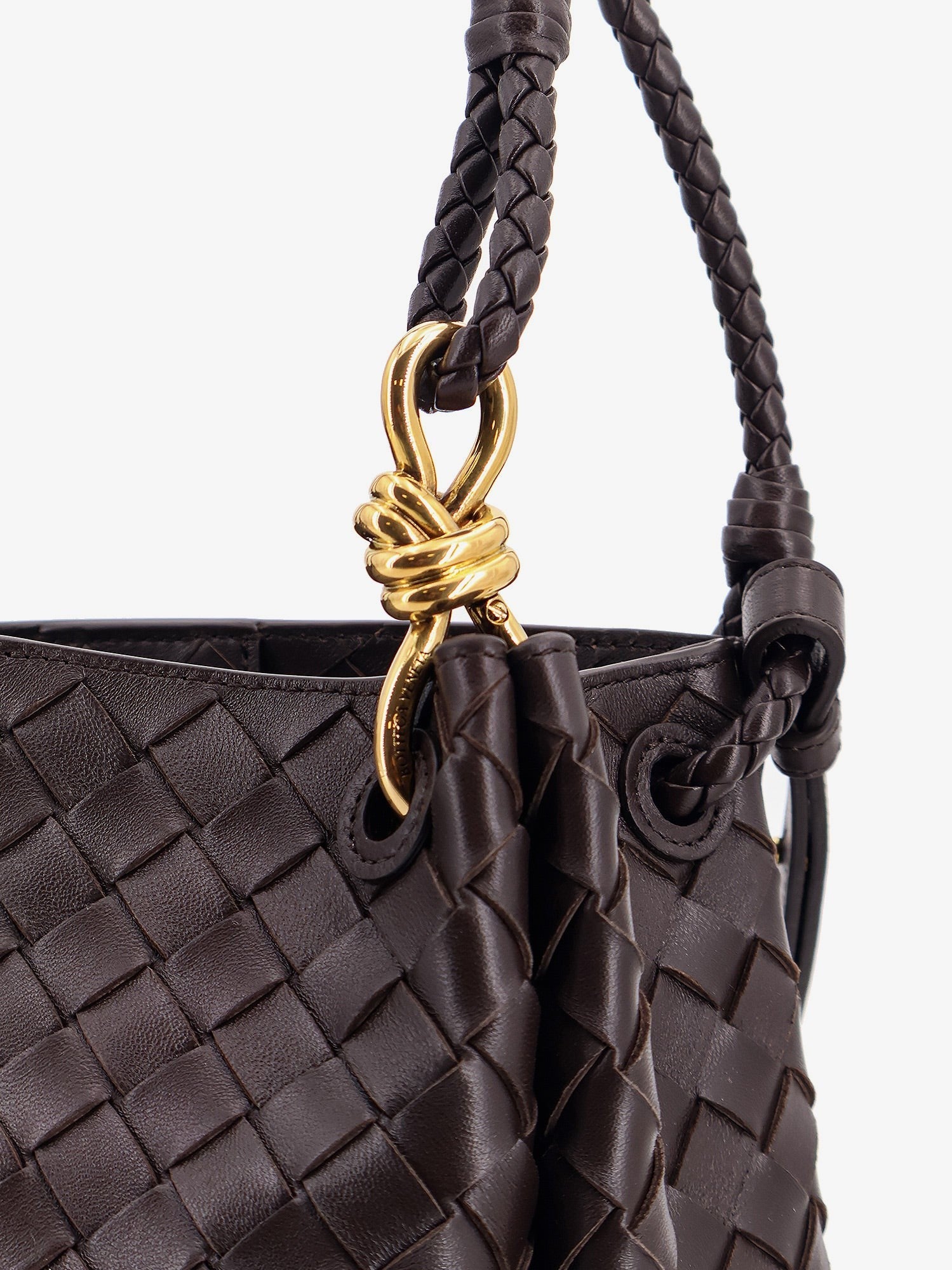 Parachute leather shoulder bag with Intrecciato pattern and Knot detail