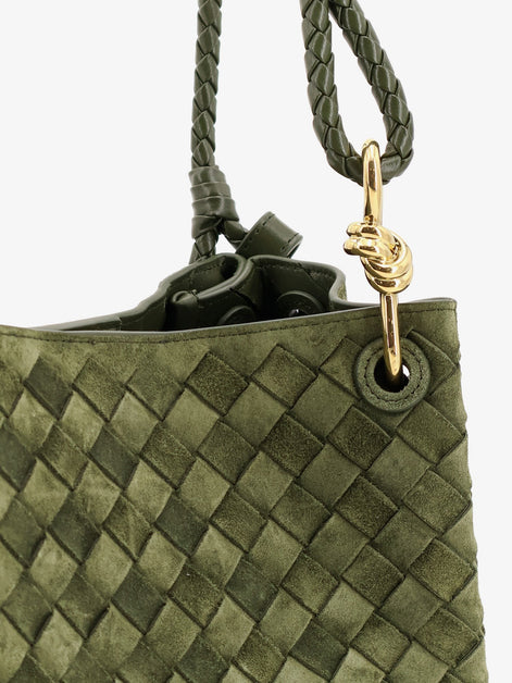 Parachute suede shoulder bag with Intrecciato motif