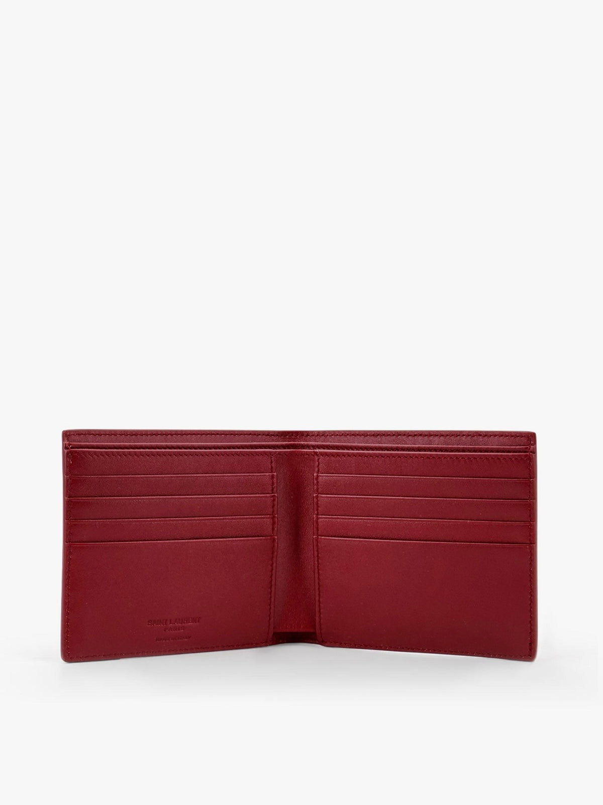 Saint Laurent Patent leather wallet with engraved logo on the front