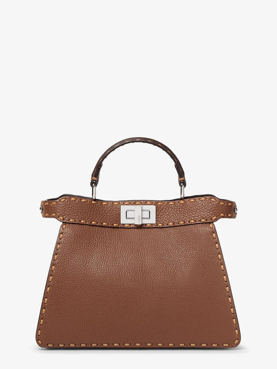 Peekaboo IseeU Small leather shoulder bag with Selleria macro stitching