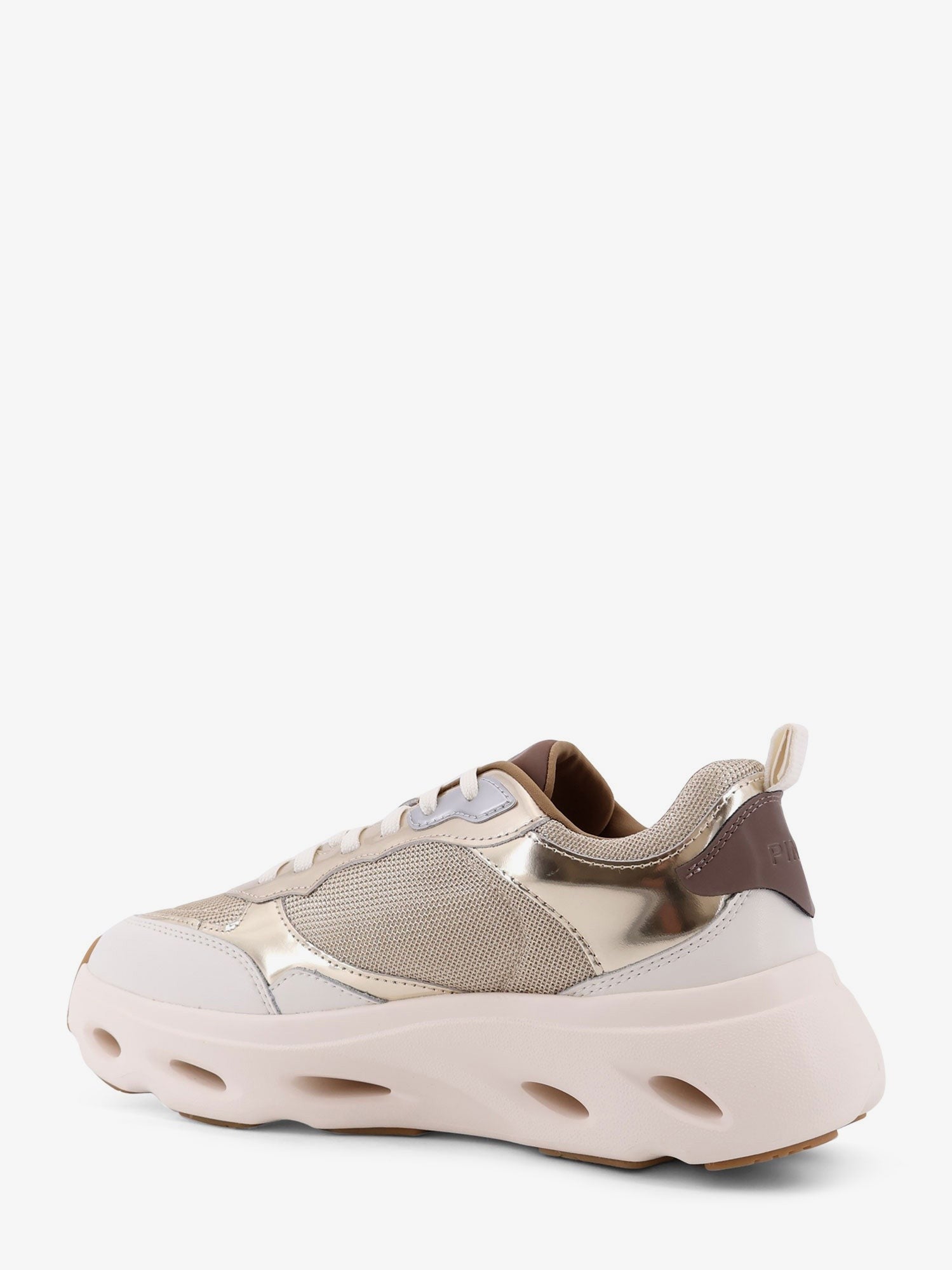 Pink leather sneakers with nylon inserts