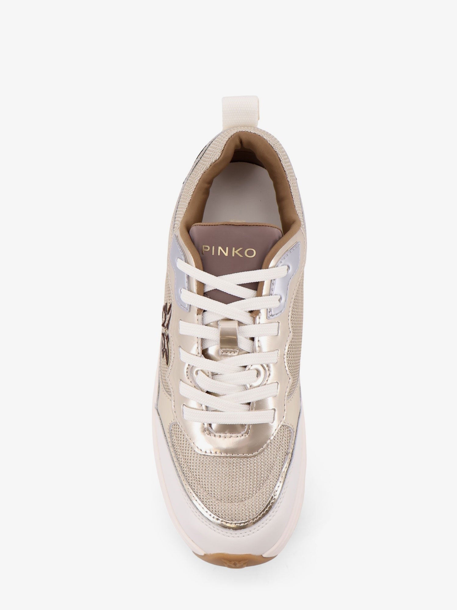 Pink leather sneakers with nylon inserts