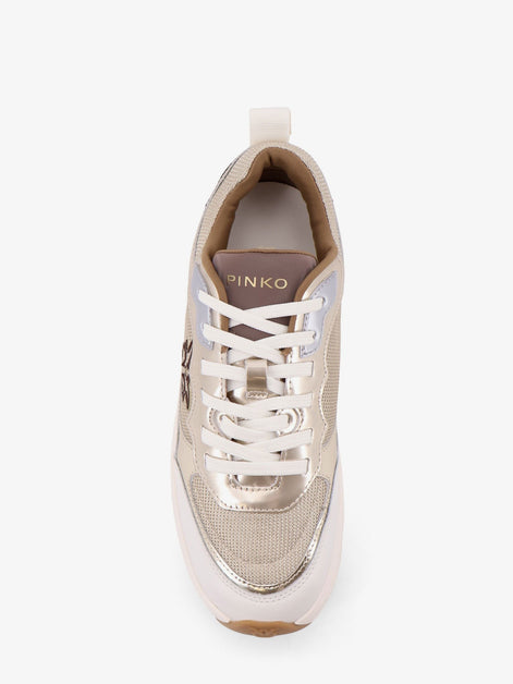 Pink leather sneakers with nylon inserts