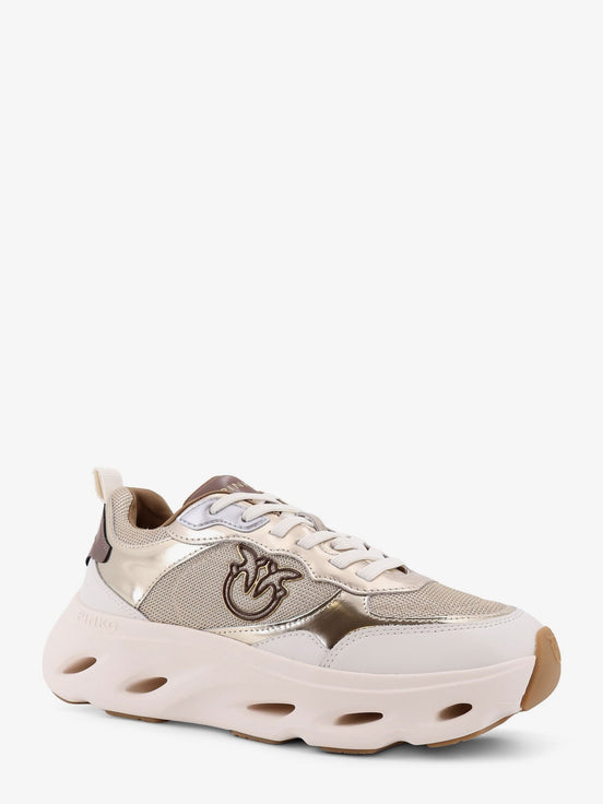 Pink leather sneakers with nylon inserts