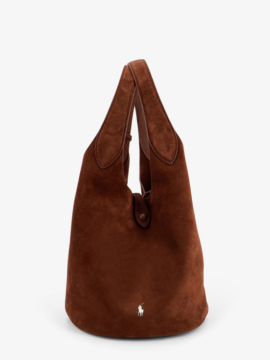 Play suede shoulder bag with contrasting logo