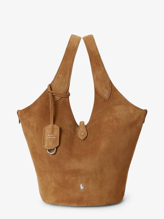 Play suede shoulder bag with contrasting logo