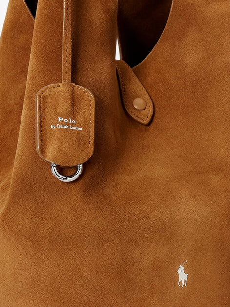 Play suede shoulder bag with contrasting logo