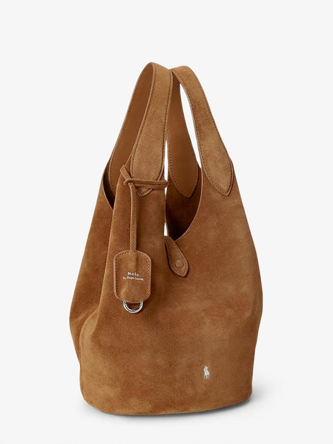 Play suede shoulder bag with contrasting logo