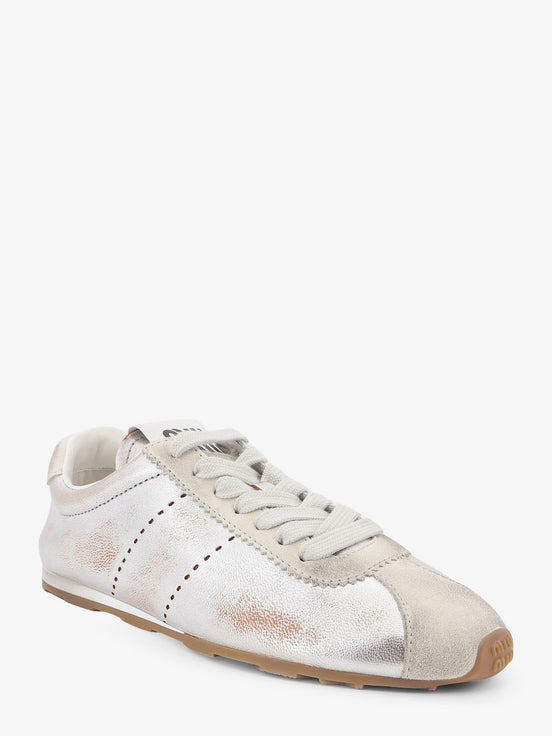 Plume vintage silver leather sneakers