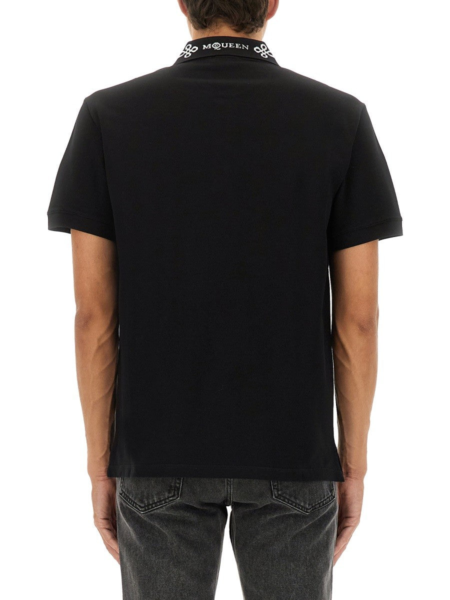 Alexander Mcqueen POLO SHIRT WITH LOGO ON THE COLLAR