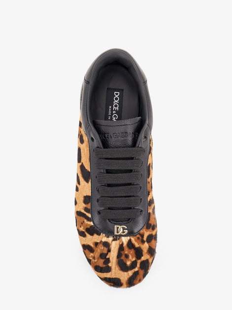 Ponyskin sneakers with metal DG logo