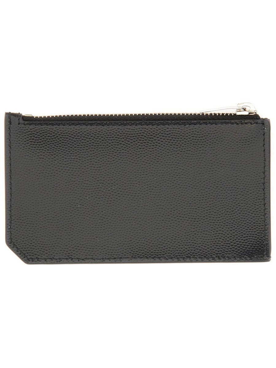 Saint Laurent PORTACARTE CON ZIP E LOGO