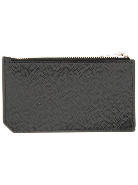 Saint Laurent PORTACARTE CON ZIP E LOGO