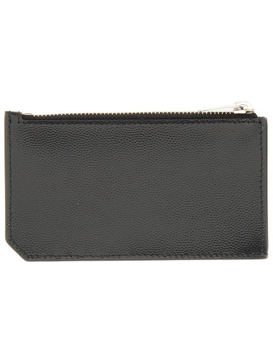 Saint Laurent PORTACARTE CON ZIP E LOGO