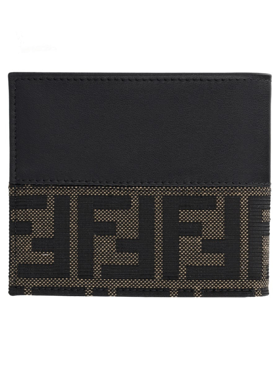 Fendi Portafoglio Bifold FF con Fascia in Jacquard