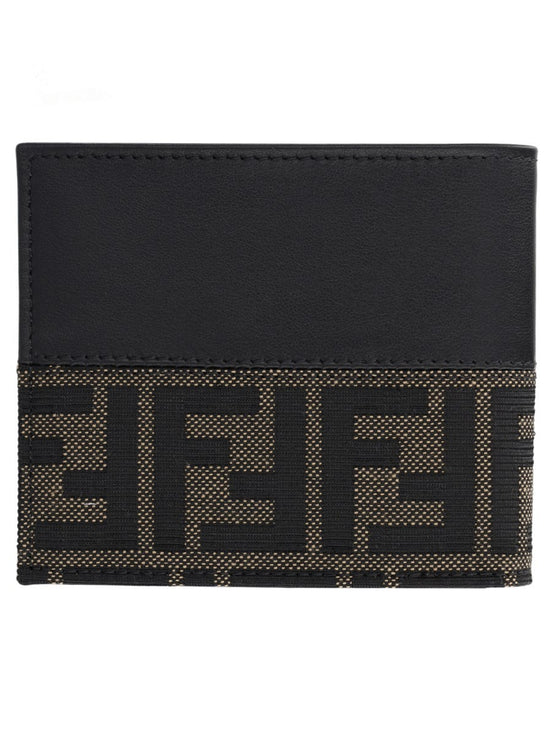 Fendi Portafoglio Bifold FF con Fascia in Jacquard