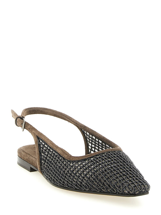 'Precious Net Embroidery' slingback