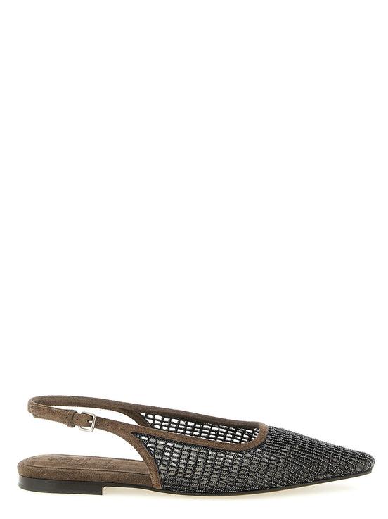 'Precious Net Embroidery' slingback