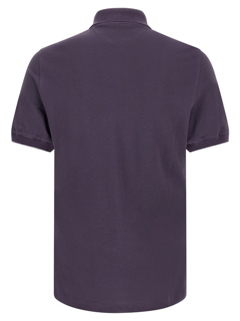 Brunello Cucinelli Purple logo embroidery polo shirt