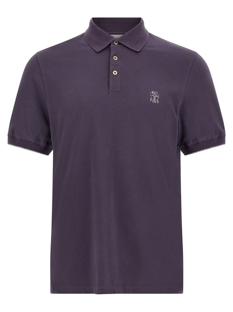 Purple logo embroidery polo shirt