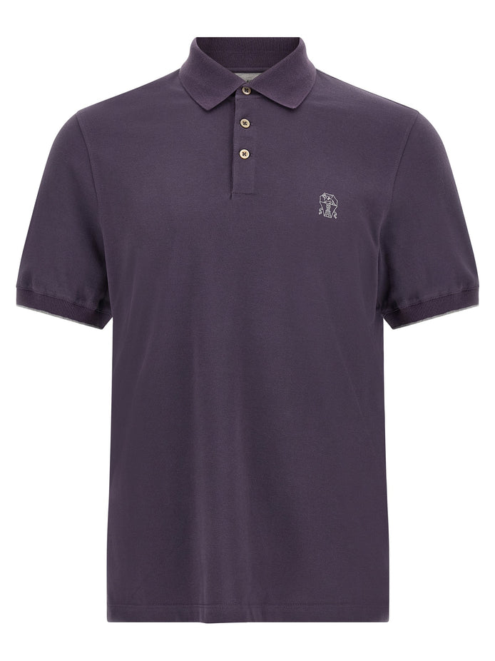 Purple logo embroidery polo shirt