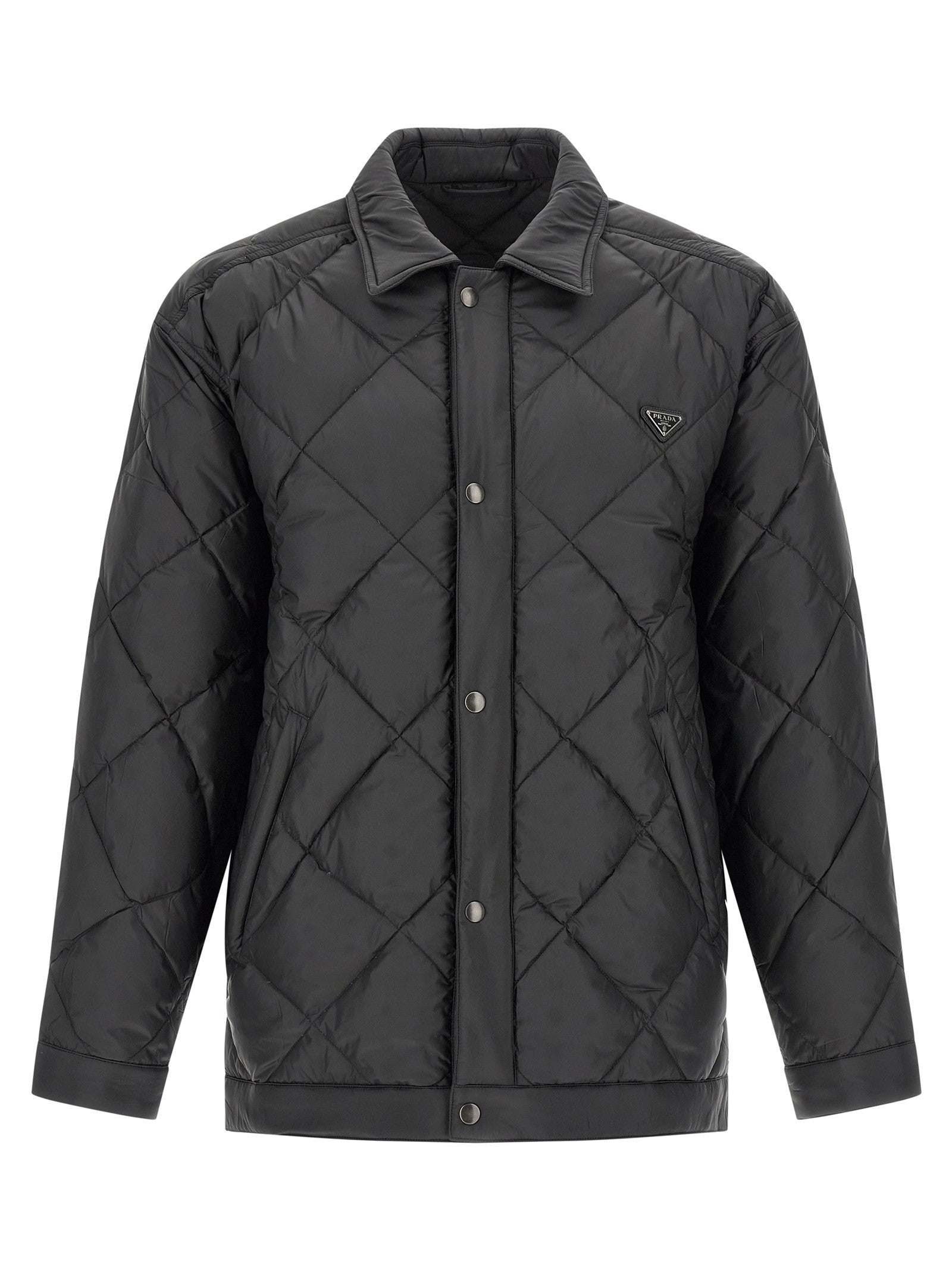 Quilted down jacket with logo