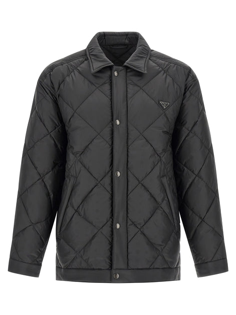 Quilted down jacket with logo