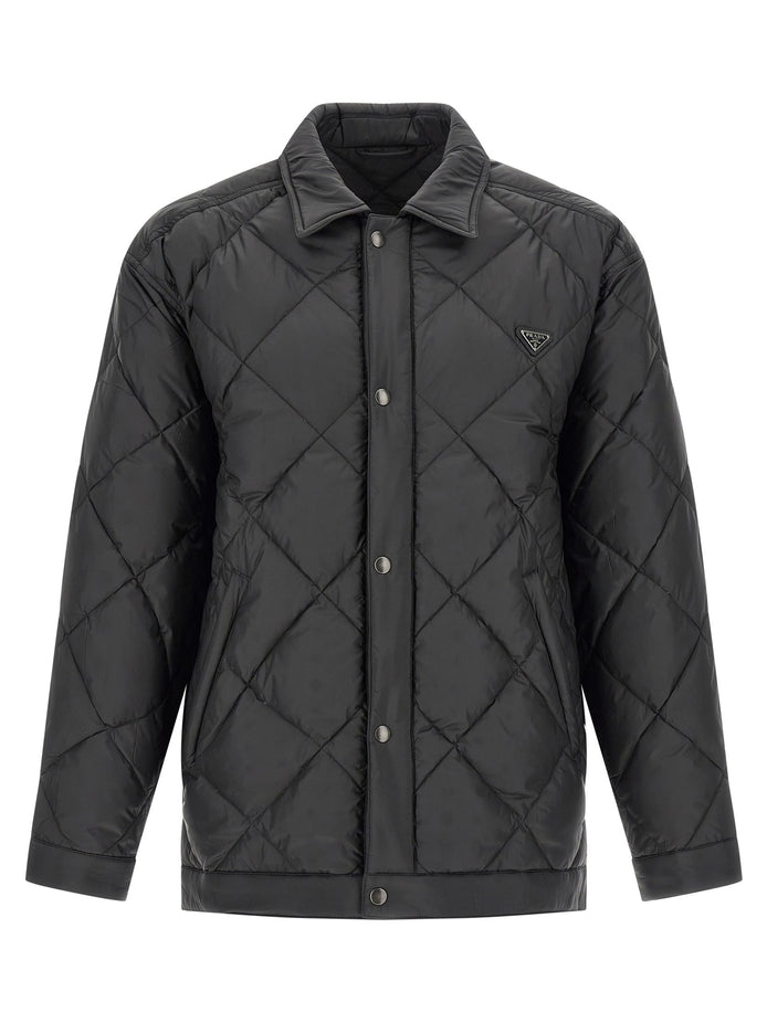 Quilted down jacket with logo
