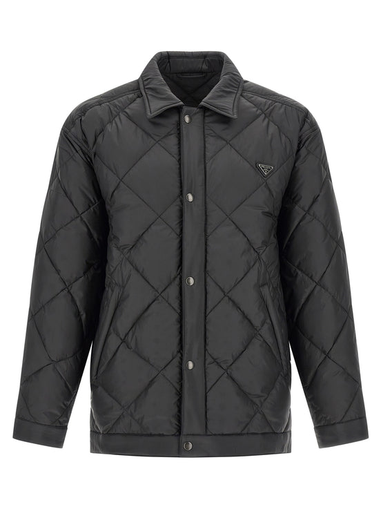 Quilted down jacket with logo
