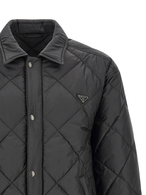 Quilted down jacket with logo