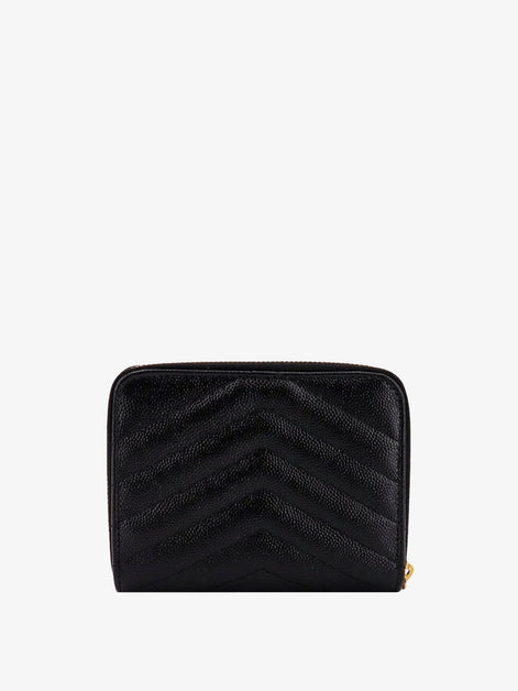 Saint Laurent Quilted leather wallet with metal Cassandre logo