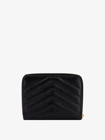 Saint Laurent Quilted leather wallet with metal Cassandre logo