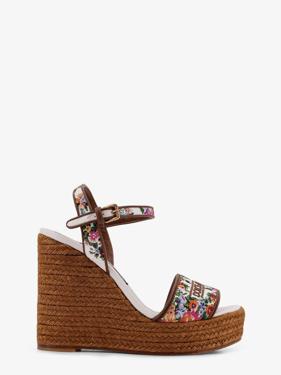 Raffia sandals with floral embroidery