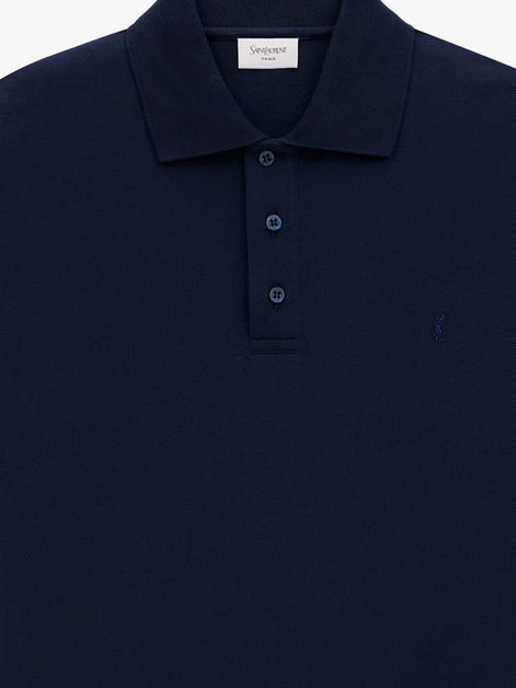 Saint Laurent Recycled material polo shirt with Cassandre embroidery