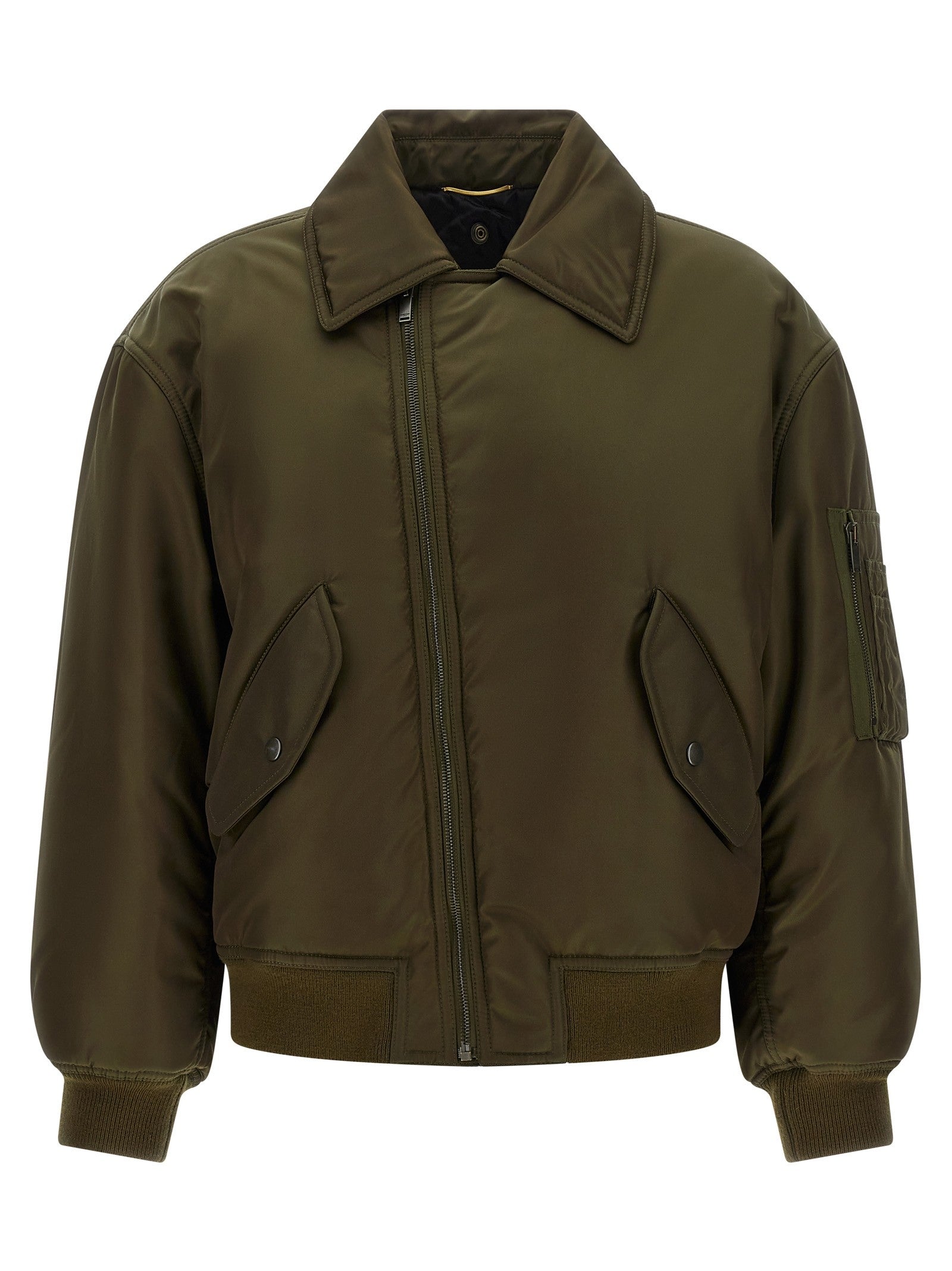 Removable shearling neck bomber jacket