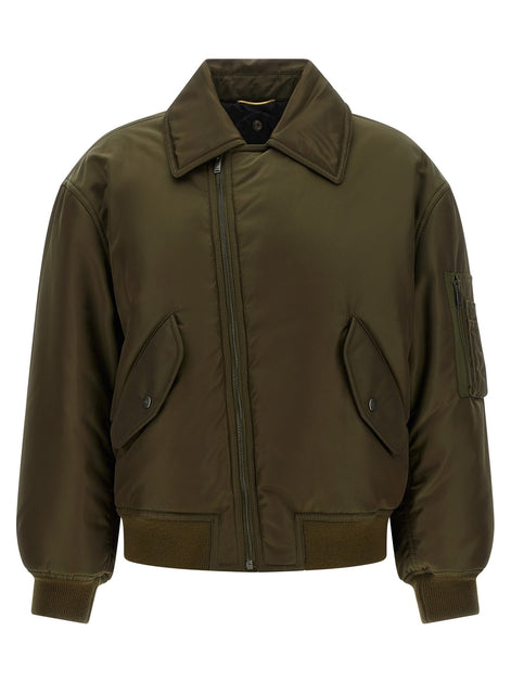 Removable shearling neck bomber jacket