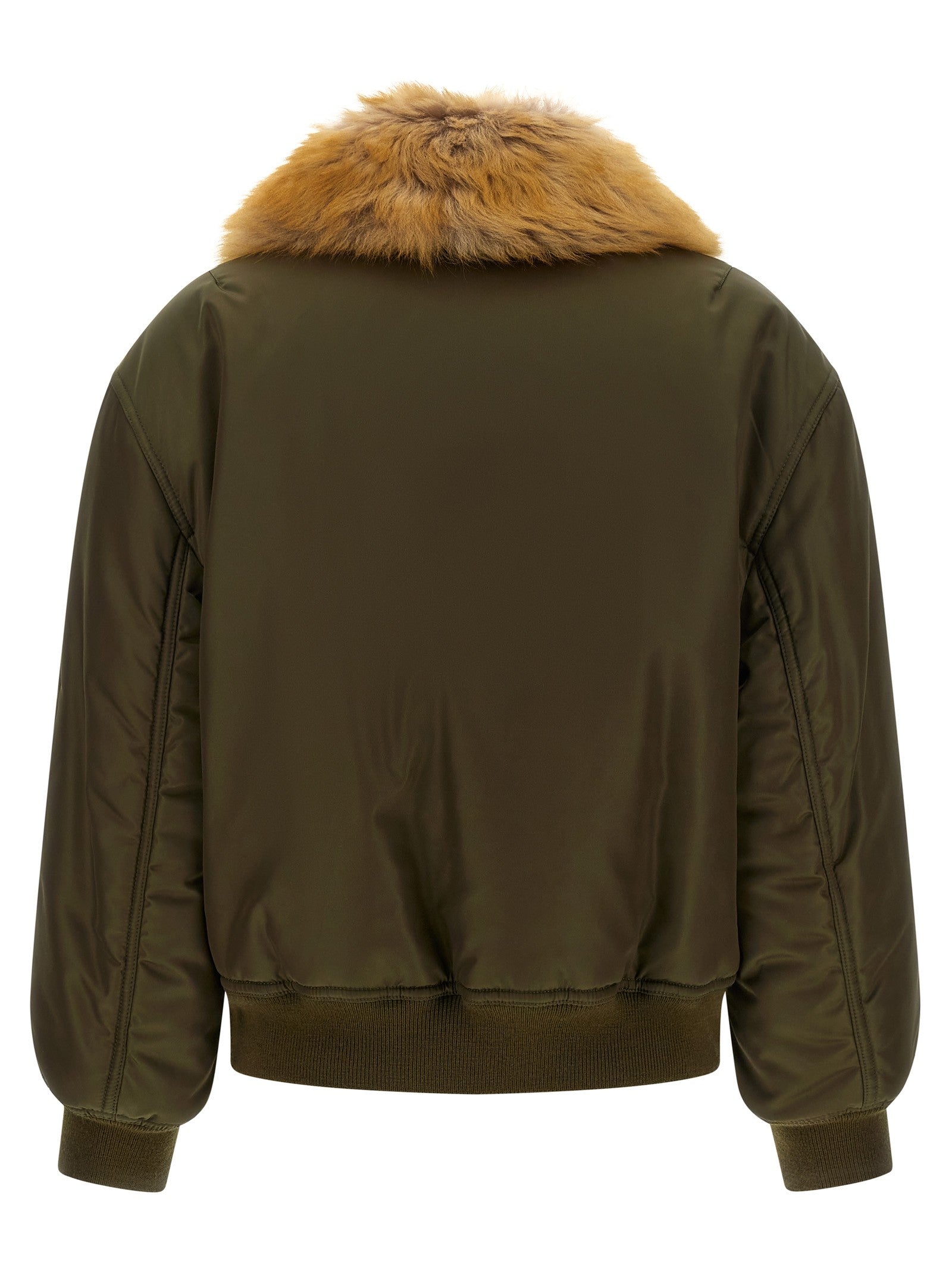 Removable shearling neck bomber jacket