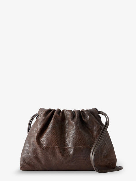 Reptile print leather crossbody bag