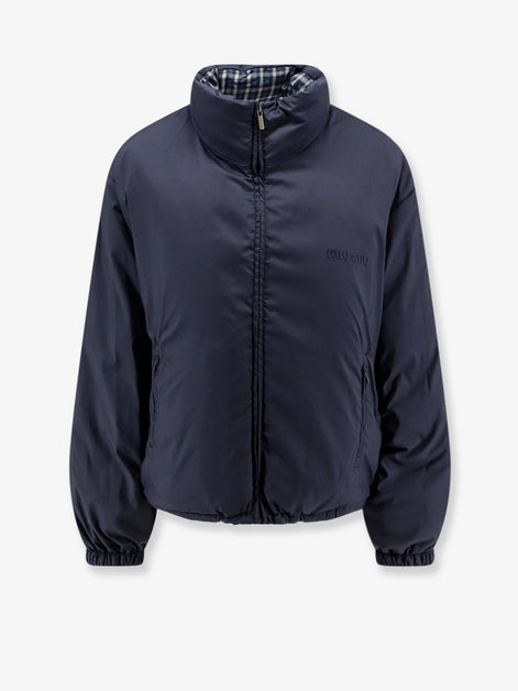 Reversible madras flannel down jacket