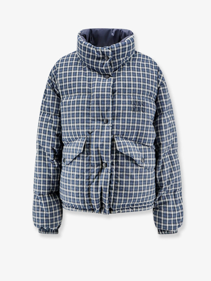 Reversible madras flannel down jacket