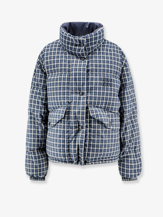 Reversible madras flannel down jacket